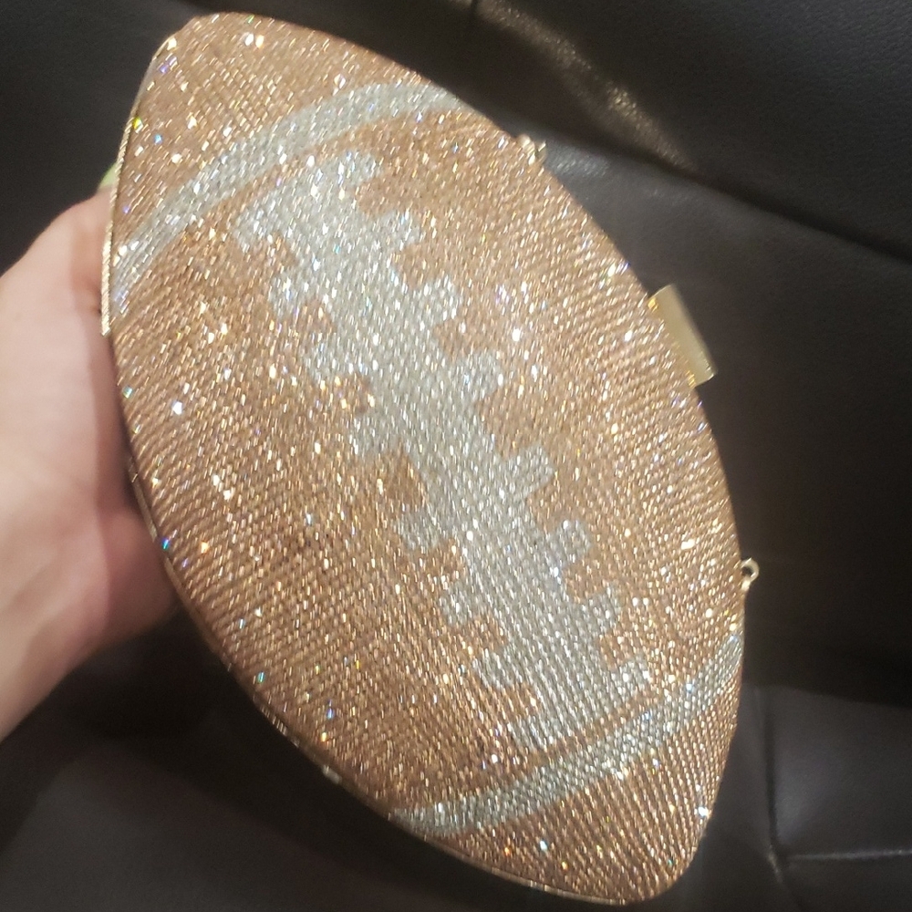 Gold and Silver Football Clutch